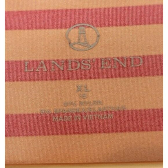 Lands End Swim Rash Guard Shirt XL Pink/Orange Striped Long Sleeve Womens 18 - Picture 3 of 3